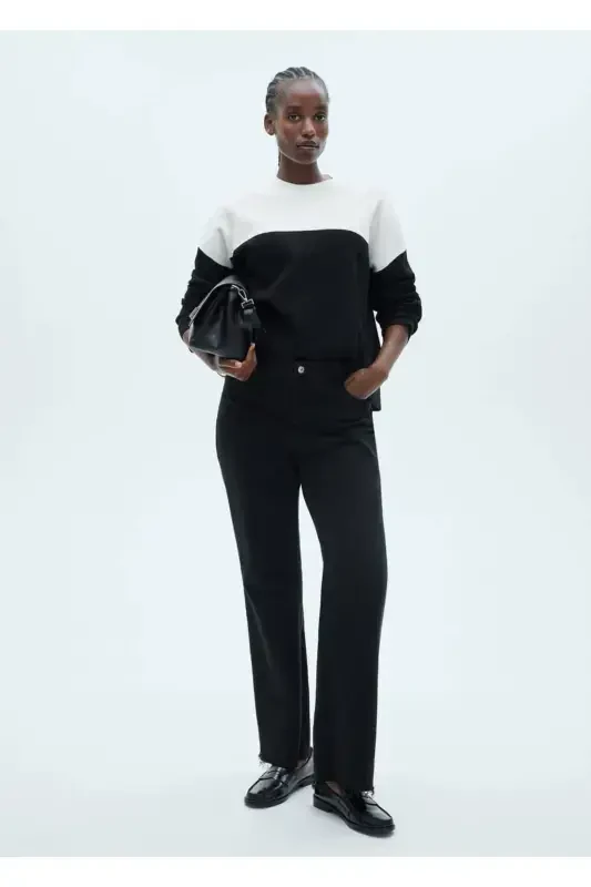 Двухцветный свитер с воротником перкинс - 6