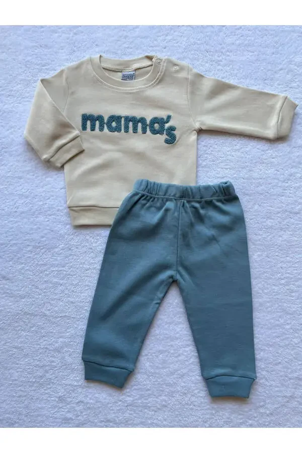 Двухкомпонентный набор свитшота и брюк для мальчиков с вышивкой Mama's - 7