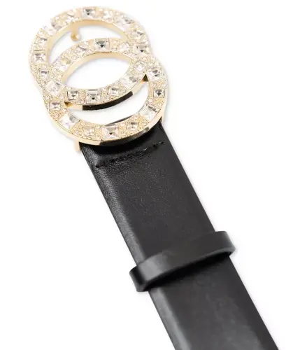 Double-Circle Rhinestone Belt, Created for Modazone-Black/Silver - 7