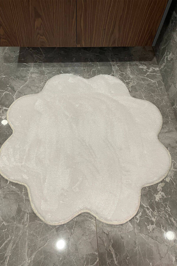 Двухместный белый коврик для ванной из плюшевого меха, комплект для унитаза (80x80 и 100x100) - 4