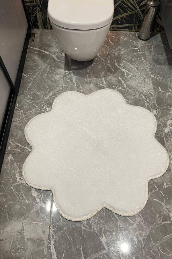 Двухместный белый коврик для ванной из плюшевого меха, комплект для унитаза (80x80 и 100x100) - 5