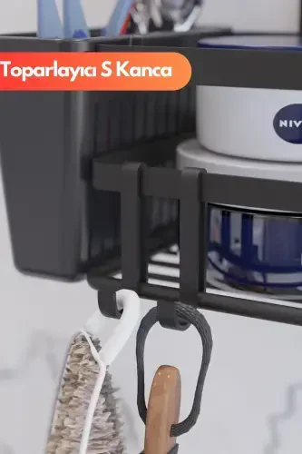 Двухсекционный пластиковый органайзер для ванной с наклейками. - 4