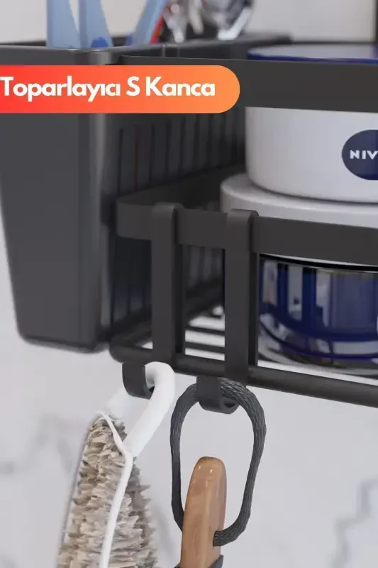 Двухсекционный пластиковый органайзер для ванной с наклейками. - 4