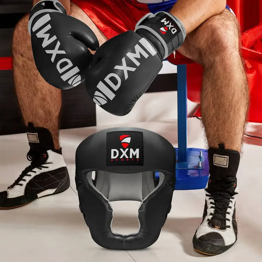 DXM SPORTS Headgear for Boxing, MMA Training, Sparring Martial Arts - Adjustable and Padded Safety Head Guard - 8