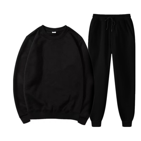 Dyfzdhu Sweatsuits for Men 2 Piece Sweatshirt and Sweatpants Set Fall Winter Tracksuits Casual Long Sleeve Crewneck Swetashirts Workout Jogging Suit Black - 1