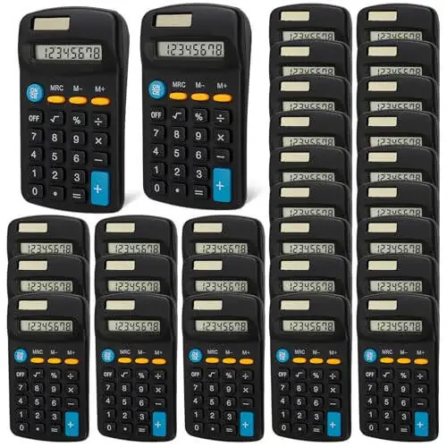 Dyrfolm 24 Pack Pocket Calculator - Mini, Solar Battery Dual Power Desktop Calculators, 8 Digit Display Basic Calculator for Students, Kids, Home, Office (Black) - 1