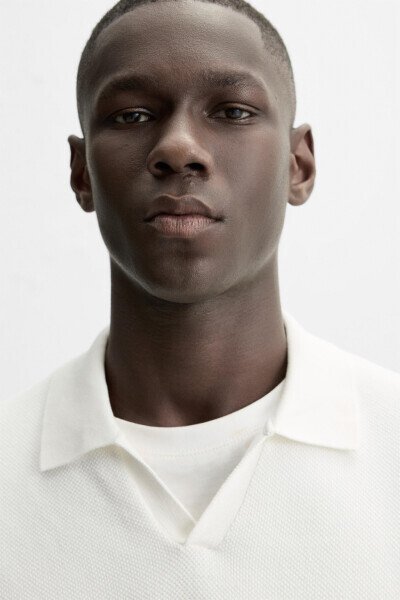 Дышащая трикотажная рубашка-поло — кремовый - 6