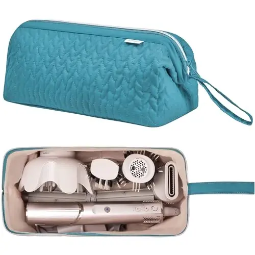 KarSyon Shark Flex Style Case for Dyson Airwrap Hair Dryer Brush Revlon Hair Tools Travel Bag Carrying Case Flat Curling Iron Organizer (Teal Blue) - 2