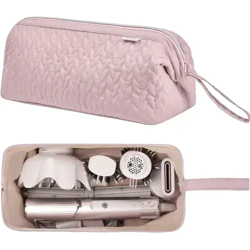 KarSyon Shark Flex Style Case for Dyson Airwrap Hair Dryer Brush Revlon Hair Tools Travel Bag Carrying Case Flat Curling Iron Organizer (Pink) - 2