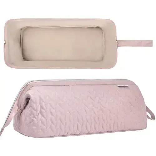 KarSyon Shark Flex Style Case for Dyson Airwrap Hair Dryer Brush Revlon Hair Tools Travel Bag Carrying Case Flat Curling Iron Organizer (Pink) - 3