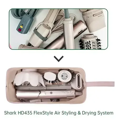 KarSyon Shark Flex Style Case for Dyson Airwrap Hair Dryer Brush Revlon Hair Tools Travel Bag Carrying Case Flat Curling Iron Organizer (Pink) - 6