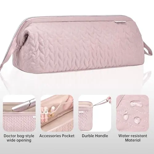 KarSyon Shark Flex Style Case for Dyson Airwrap Hair Dryer Brush Revlon Hair Tools Travel Bag Carrying Case Flat Curling Iron Organizer (Pink) - 5