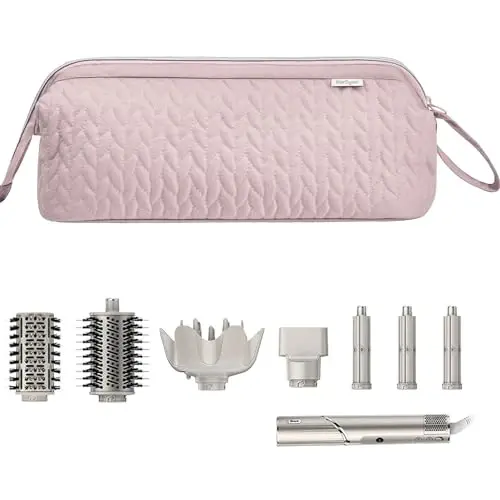 KarSyon Shark Flex Style Case for Dyson Airwrap Hair Dryer Brush Revlon Hair Tools Travel Bag Carrying Case Flat Curling Iron Organizer (Pink) - 1