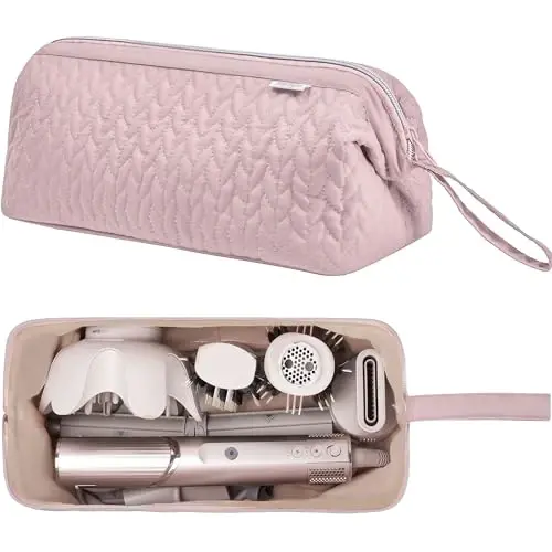 KarSyon Shark Flex Style Case for Dyson Airwrap Hair Dryer Brush Revlon Hair Tools Travel Bag Carrying Case Flat Curling Iron Organizer (Pink) - KARSYON (1)
