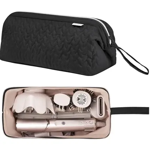 KarSyon Shark Flex Style Case for Dyson Airwrap Hair Dryer Brush Revlon Hair Tools Travel Bag Carrying Case Flat Curling Iron Organizer (Black) - 3