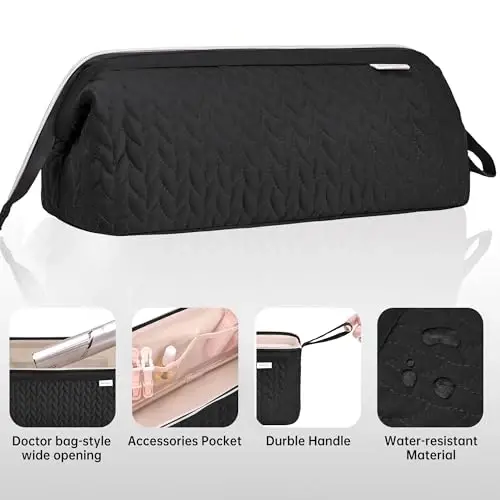 KarSyon Shark Flex Style Case for Dyson Airwrap Hair Dryer Brush Revlon Hair Tools Travel Bag Carrying Case Flat Curling Iron Organizer (Black) - 5