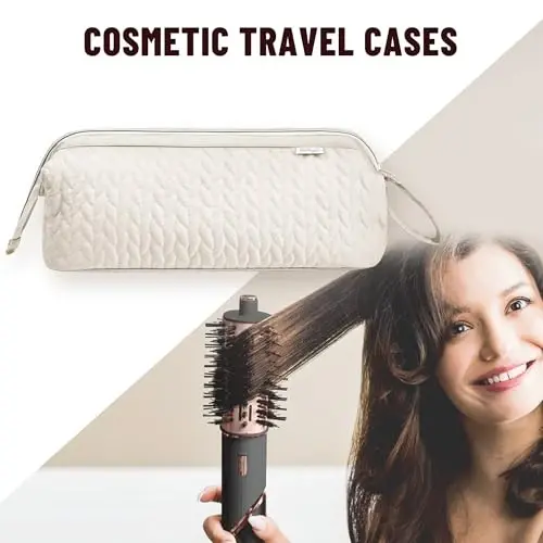 KarSyon Shark Flex Style Case for Dyson Airwrap Hair Dryer Brush Revlon Hair Tools Travel Bag Carrying Case Flat Curling Iron Organizer (Beige) - 3