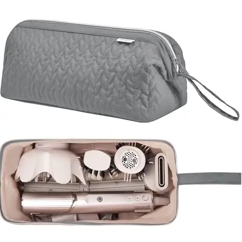 KarSyon Shark Flex Style Case for Dyson Airwrap Hair Dryer Brush Revlon Hair Tools Travel Bag Carrying Case Flat Curling Iron Organizer (Grey) - 2