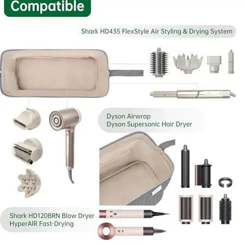 KarSyon Shark Flex Style Case for Dyson Airwrap Hair Dryer Brush Revlon Hair Tools Travel Bag Carrying Case Flat Curling Iron Organizer (Grey) - 4