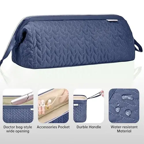 KarSyon Shark Flex Style Case for Airwrap Hair Dryer Brush Revlon Hair Tools Travel Bag Carrying Case Flat Curling Iron Organizer (Navy Blue) - 5