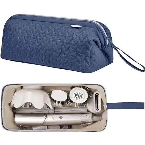 KarSyon Shark Flex Style Case for Dyson Airwrap Hair Dryer Brush Revlon Hair Tools Travel Bag Carrying Case Flat Curling Iron Organizer (Beige) - KARSYON