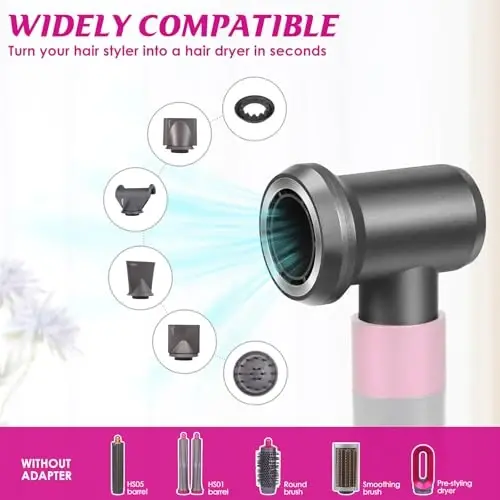 Professional Concentrator and Adapter Kit Compatible with Dyson Airwrap Styler, for Curling Iron Converting to Hair Dryer, with Hair Dryer AttacModazoneent Holder - 5