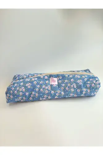 Dyson Compatible All Parts Bag Straightener Bag Large Makeup Bag XXL-Blue Floral - 4