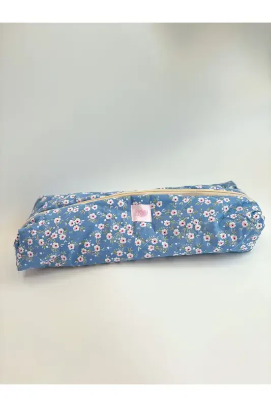 Dyson Compatible All Parts Bag Straightener Bag Large Makeup Bag XXL-Blue Floral - 4