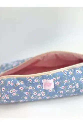 Dyson Compatible All Parts Bag Straightener Bag Large Makeup Bag XXL-Blue Floral - 5