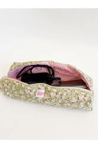 Dyson Compatible All Parts Bag Straightener Bag Large Makeup Bag XXL-Green Floral - 6