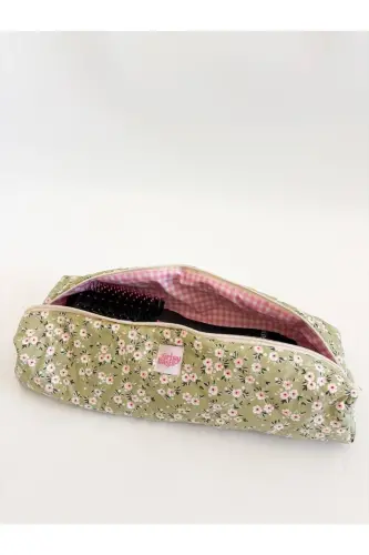 Dyson Compatible All Parts Bag Straightener Bag Large Makeup Bag XXL-Green Floral - 8