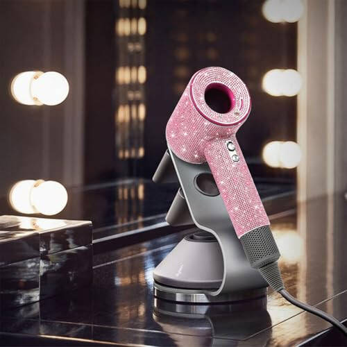 Dyson Saç Kurutma Makinesi İçin Rhinestones Kılıfı Çizilmeye Karşı Darbeye Dayanıklı Toz Geçirmez Seyahat Koruyucu Kılıf (Pembe) - 7