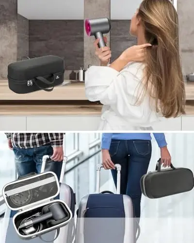 RAIACE Hard Storage Case Compatible with dyson Hair Dryer, Travel Carrying Bag. (for sale is case only). - Black+Gray (Black+Gray) - 6