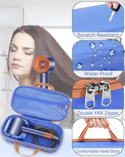 Dyson Soch Quritgich Moshinasiga Mos keladigan RAIACE Qattiq Saqlash Qutisi, Sayohatga Olib Yurish Sumkasi. (faqatgina qopqoq sotiladi). - Ko'k - 4