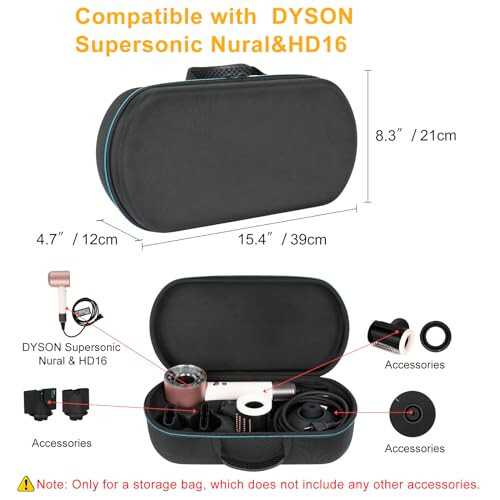 XINGFUDAO Hard Carrying Case Compatible with Dyson Supersonic Nural HD16 Hair Dryer ,Replacement Travel Storage Bag for Hair Dryer Dyson Supersonic HD08 & HD15(black) - Modazone (1)