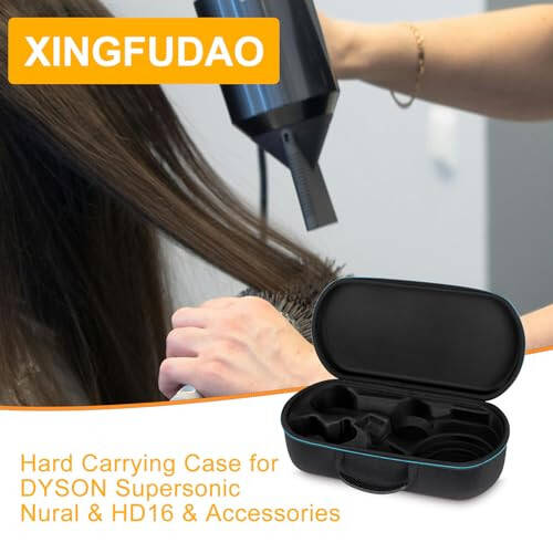 XINGFUDAO Hard Carrying Case Compatible with Dyson Supersonic Nural HD16 Hair Dryer ,Replacement Travel Storage Bag for Hair Dryer Dyson Supersonic HD08 & HD15(black) - 6