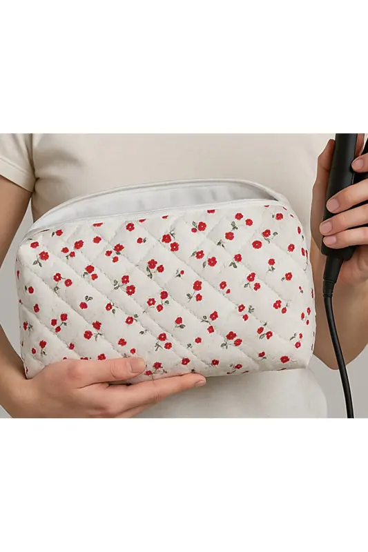 Dyson Tüm Parçalar Için Uyumlu Çanta Düzleştirici Ve Saç Maşası Çantası Lale-Lale Deseni - ENS PLASTİK