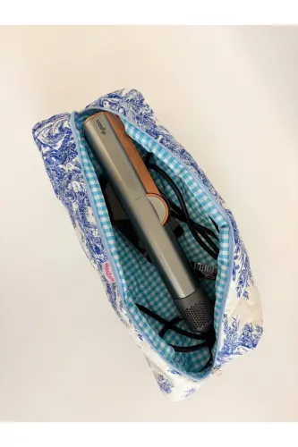 Dyson Uyumlu Tüm Parçalar Için Çanta Düzleştirici Saç Maşası Çantası Büyük Makyaj Çanta Mavi-Mavi Fransız - GIRLSYBAGS (1)