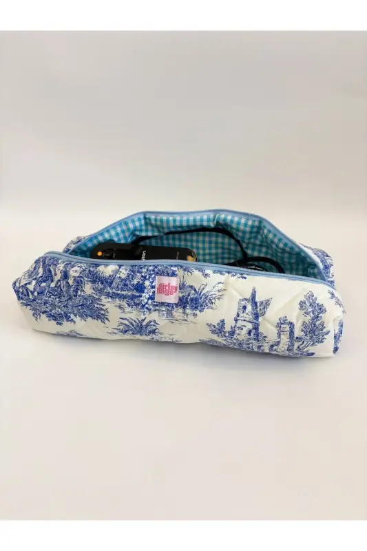 Dyson Uyumlu Tüm Parçalar Için Çanta Düzleştirici Saç Maşası Çantası Büyük Makyaj Çanta Mavi-Mavi Fransız - 1