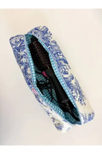 Dyson Uyumlu Tüm Parçalar Için Çanta Düzleştirici Saç Maşası Çantası Büyük Makyaj Çanta Mavi-Mavi Fransız - 4