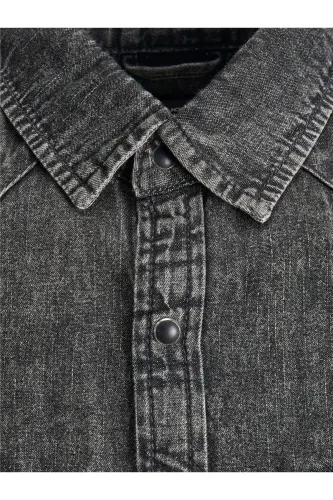 Джинсовая рубашка Jack&Jones для мужчин, черно-серая - 3
