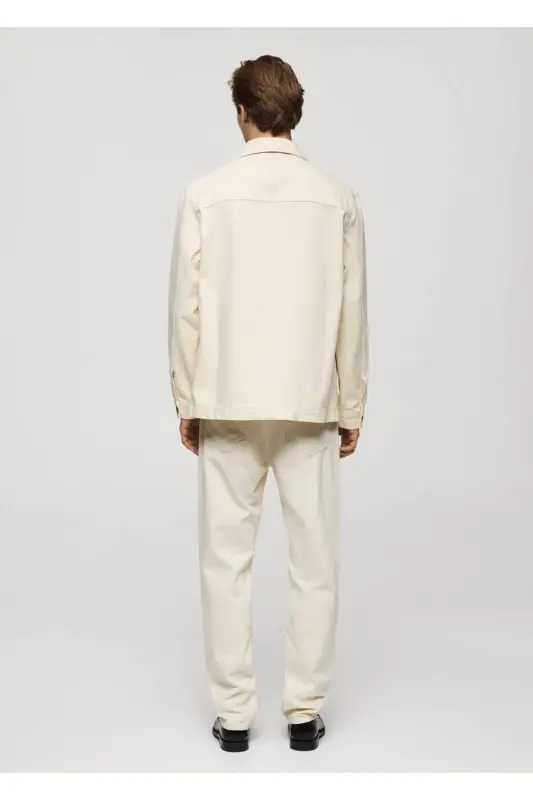 Джинсовая рубашка-куртка с карманами - 4