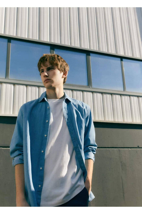 Джинсовая рубашка прямого покроя - 6