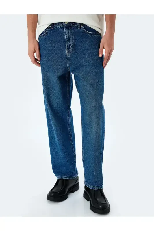 Джинсы baggy из хлопка индиго с нормальной талией - 3