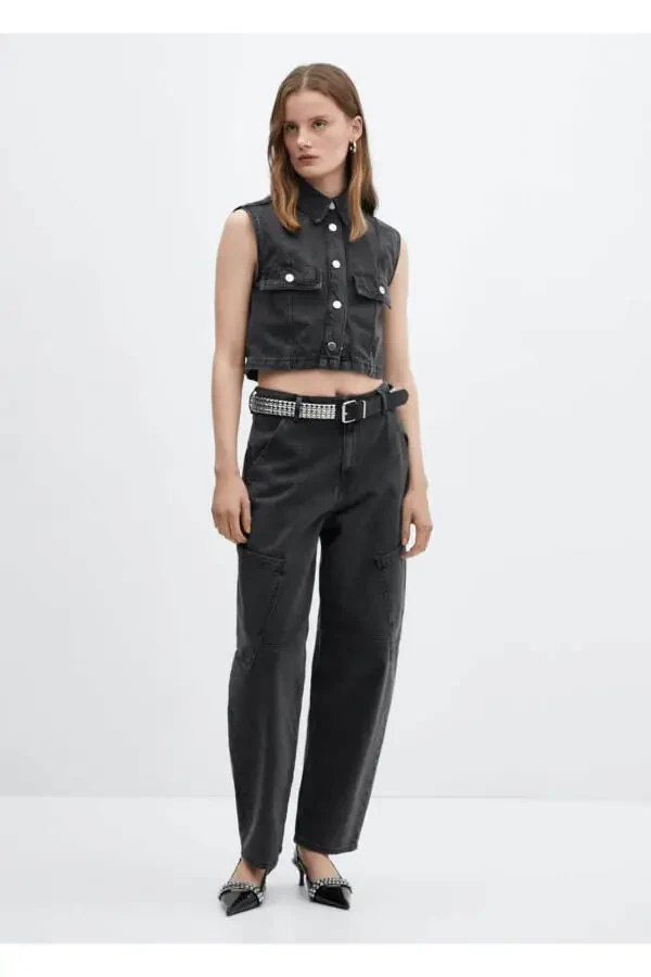 Джинсы-карго с заниженной талией и свободным кроем - 2