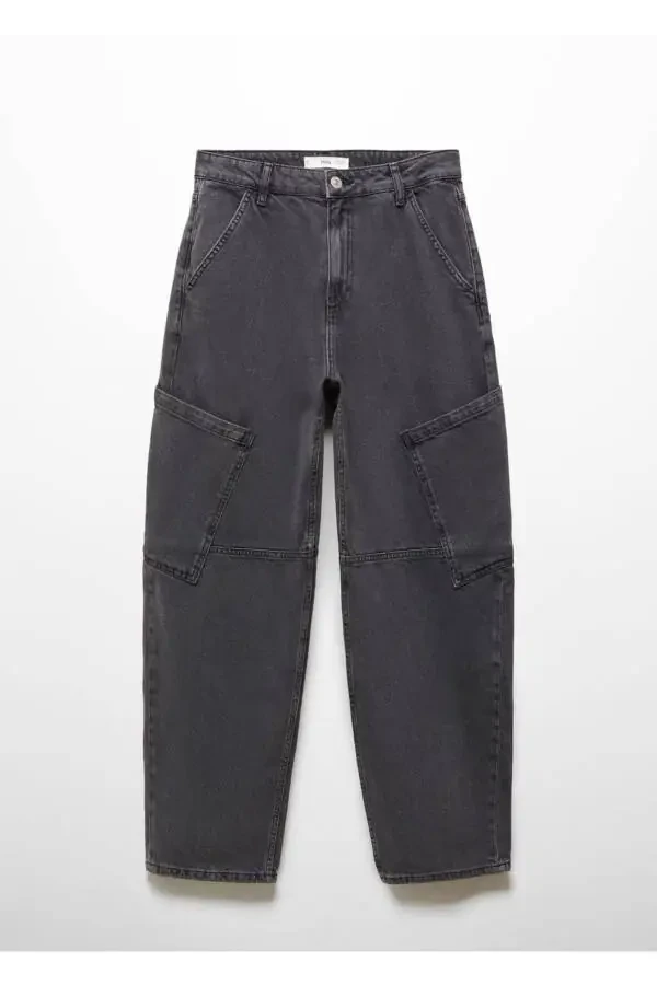 Джинсы-карго с заниженной талией и свободным кроем - 3