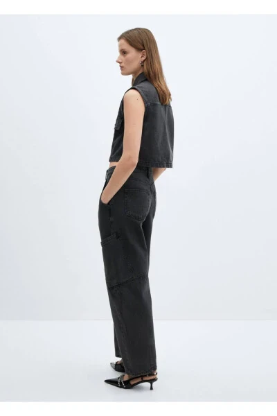 Джинсы-карго с заниженной талией и свободным кроем - 4