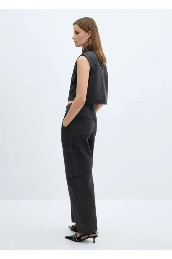 Джинсы-карго с заниженной талией и свободным кроем - 4