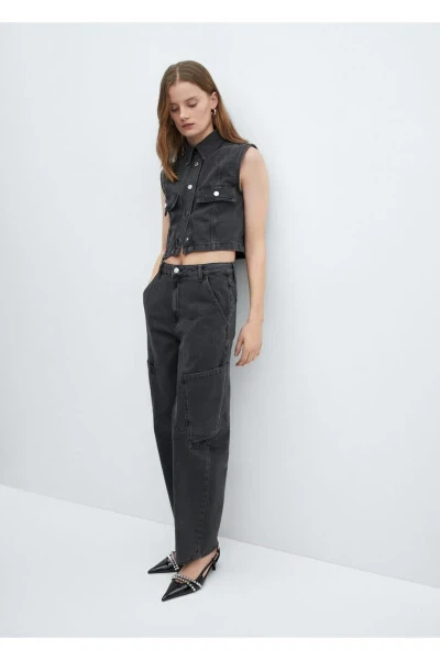 Джинсы-карго с заниженной талией и свободным кроем - 6