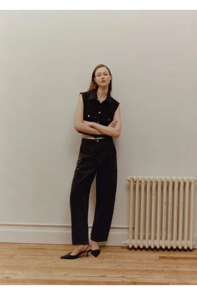 Джинсы-карго с заниженной талией и свободным кроем - 7